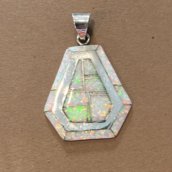 Jewelry - Sterling Inlaid Opal Large Pendant